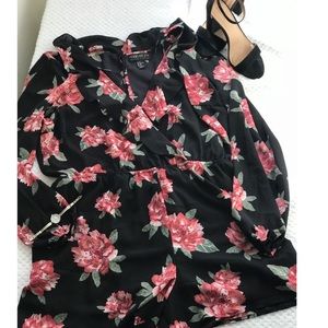Size 2X Forever 21+ Floral Romper Chiffon Material